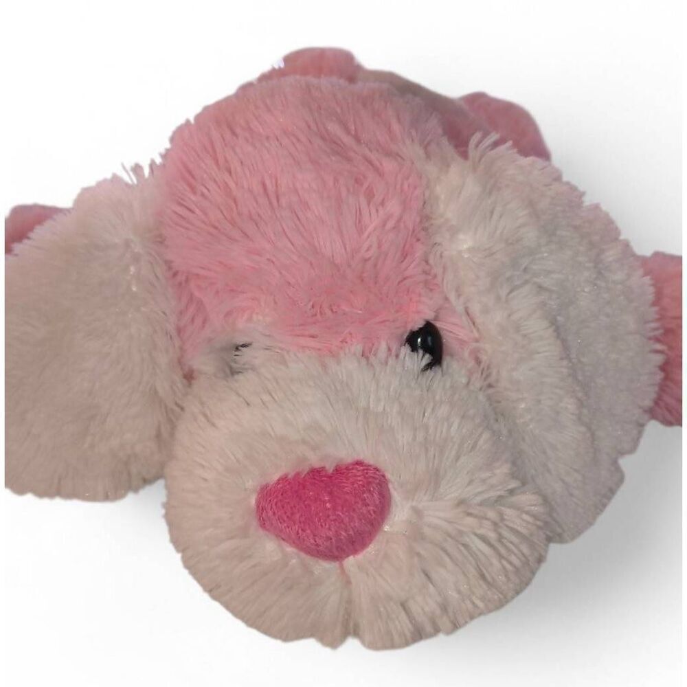 Toys R Us Pink & White Plush Puppy Dog Floppy Soft Stuffed Animal 2013/14 Shaggy